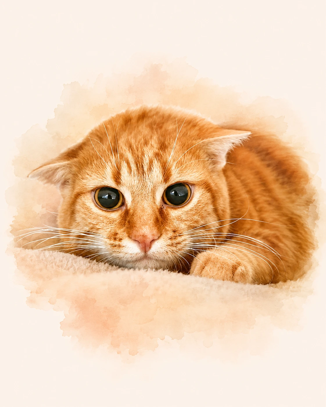Portrait artistique à l’aquarelle d’un chat roux
